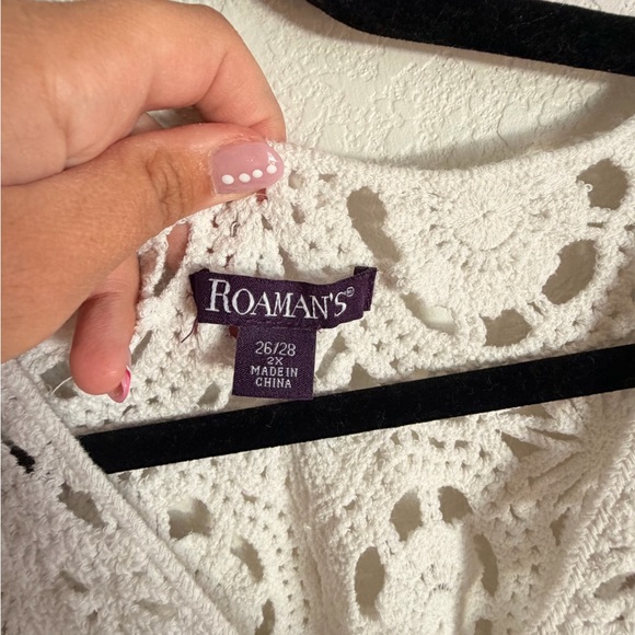 Roaman's White Crochet Blouse - Picture 2 of 3